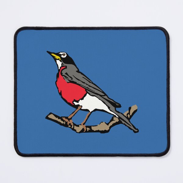 Item preview, American Robin on Branch – Aqua Minimal Bird Art designed and sold by donwillisjrart.