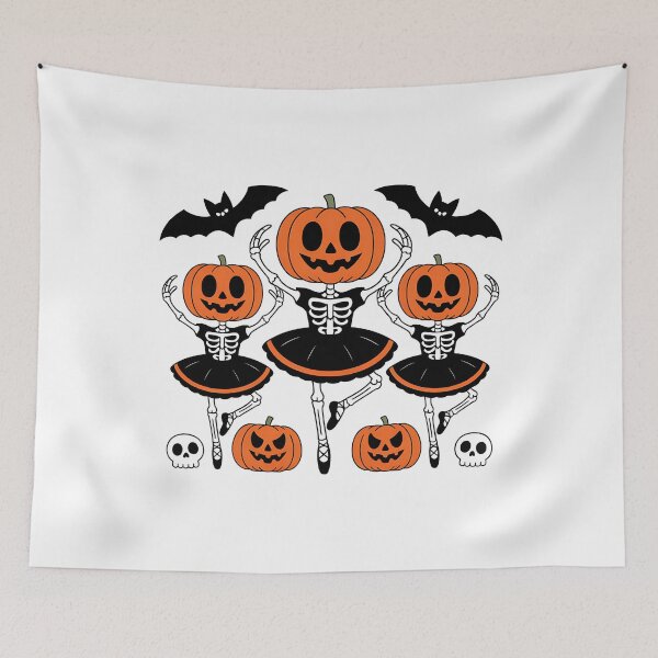 Item preview, Ballet Pumpkin Dancing Skeleton Scary Halloween designed and sold by BakeryDozen.