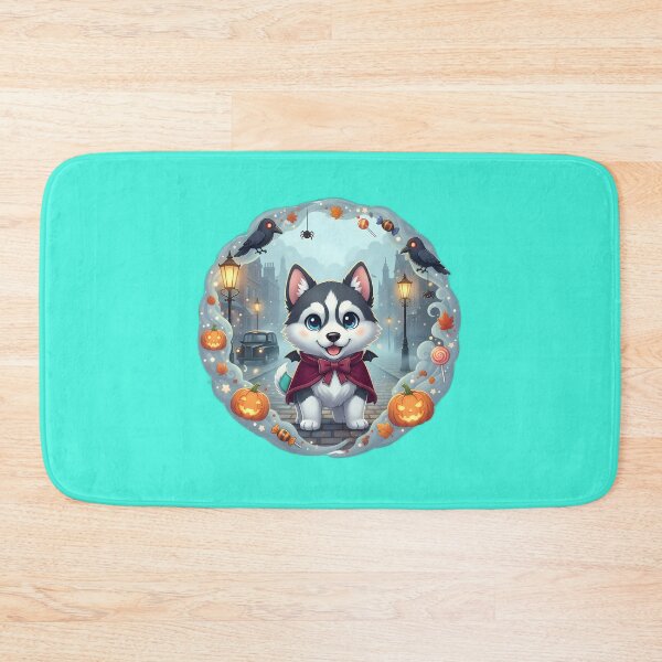 Item preview, Kawaii Husky Vampire in Foggy London – Cute Halloween Dog  designed and sold by FixwellStudio.