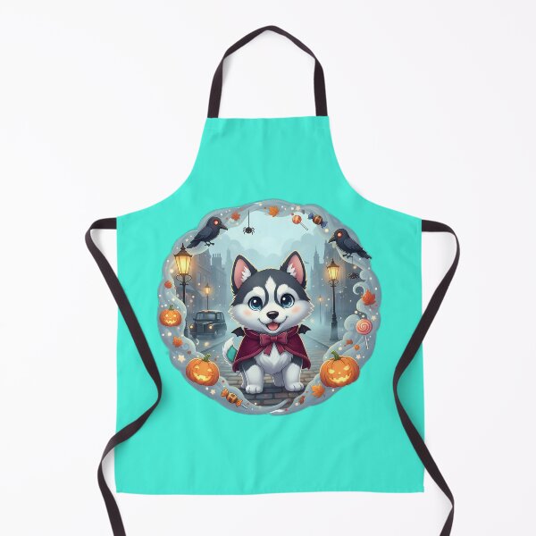 Item preview, Kawaii Husky Vampire in Foggy London – Cute Halloween Dog designed and sold by FixwellStudio.