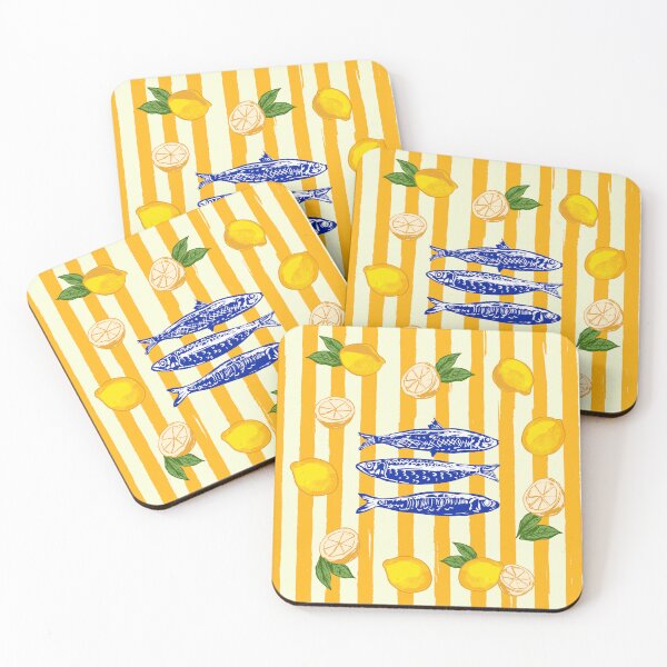 Item preview, Sardines with Lemons Vintage Yellow Groovy Stripes designed and sold by MaiZephyr.