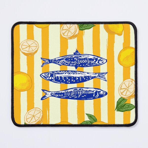 Item preview, Sardines with Lemons Vintage Yellow Groovy Stripes designed and sold by MaiZephyr.
