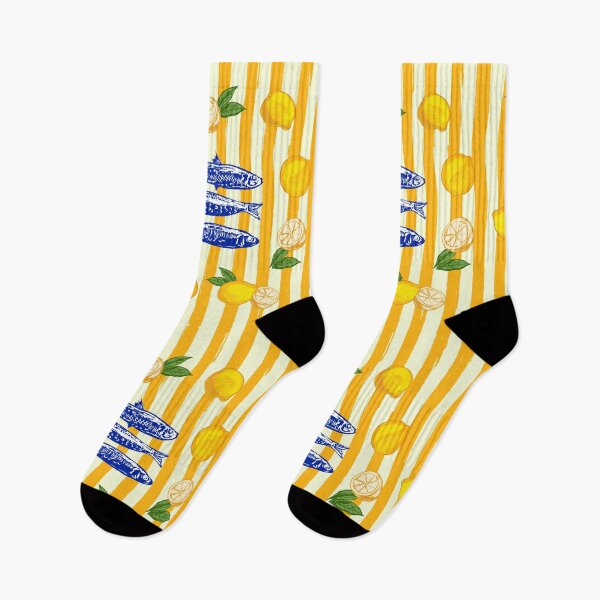 Item preview, Sardines with Lemons Vintage Yellow Groovy Stripes designed and sold by MaiZephyr.