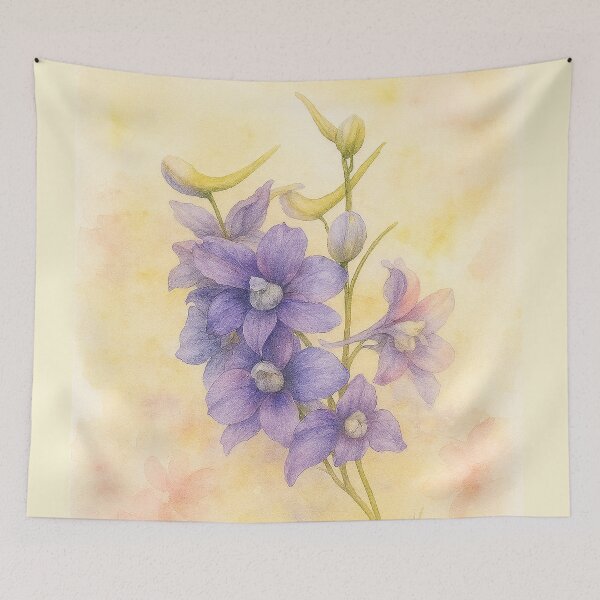 Item preview, Purple Larkspur Flower and Golden Hues designed and sold by Sandra  Aguirre.