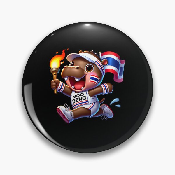 Item preview, Moo Deng Cute Baby Hippo Thailand running marathon olympics designed and sold by BeaceHowell.