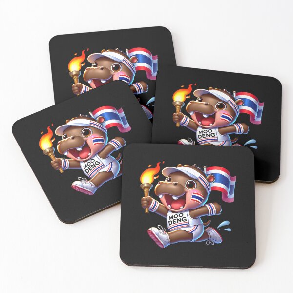 Item preview, Moo Deng Cute Baby Hippo Thailand running marathon olympics designed and sold by BeaceHowell.