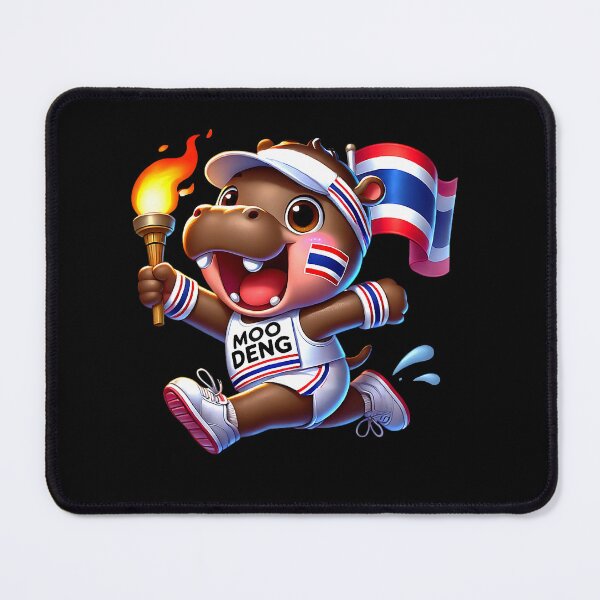 Item preview, Moo Deng Cute Baby Hippo Thailand running marathon olympics designed and sold by BeaceHowell.