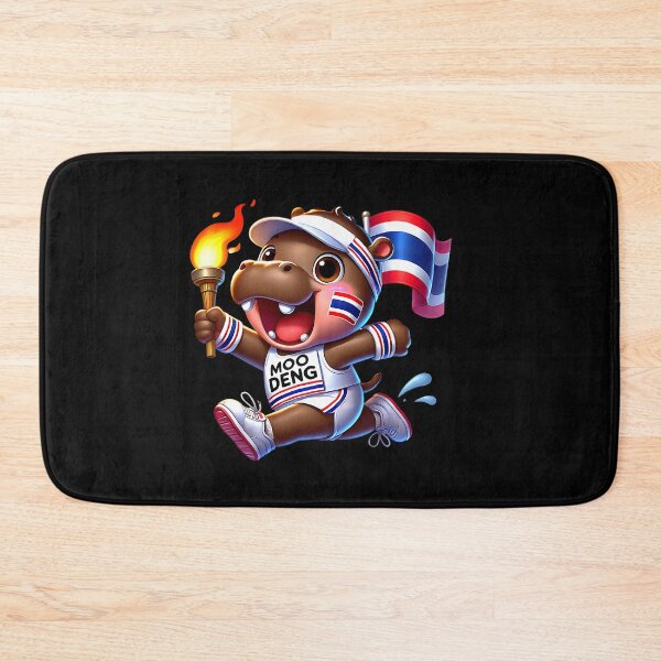 Item preview, Moo Deng Cute Baby Hippo Thailand running marathon olympics designed and sold by BeaceHowell.
