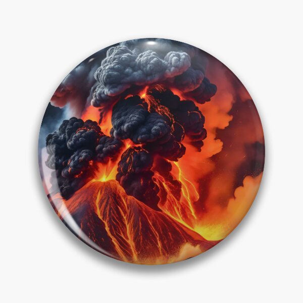 Item preview, Powerful volcanic eruption with fiery lava, glowing smoke clouds, dramatic explosion, and intense natural disaster scene artwork designed and sold by Mimoshi ⭐⭐⭐⭐⭐.