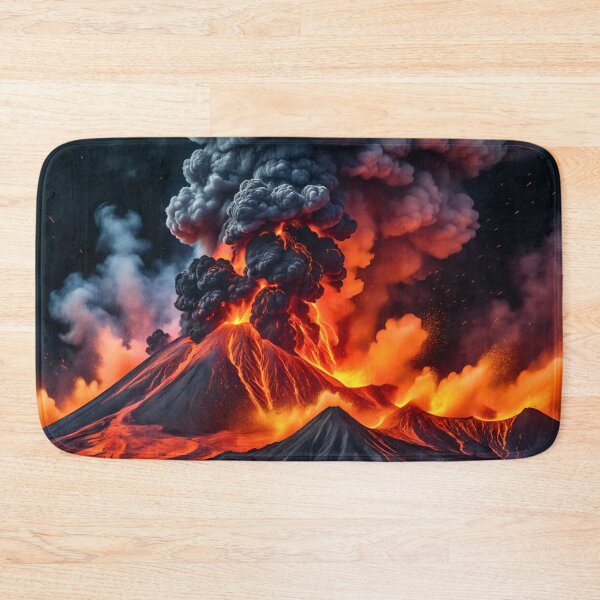 Item preview, Powerful volcanic eruption with fiery lava, glowing smoke clouds, dramatic explosion, and intense natural disaster scene artwork designed and sold by Mimoshi ⭐⭐⭐⭐⭐.