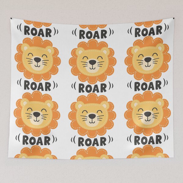 Item preview, Cute Lion Face with Roar Text Illustration designed and sold by ArtfulWeave.