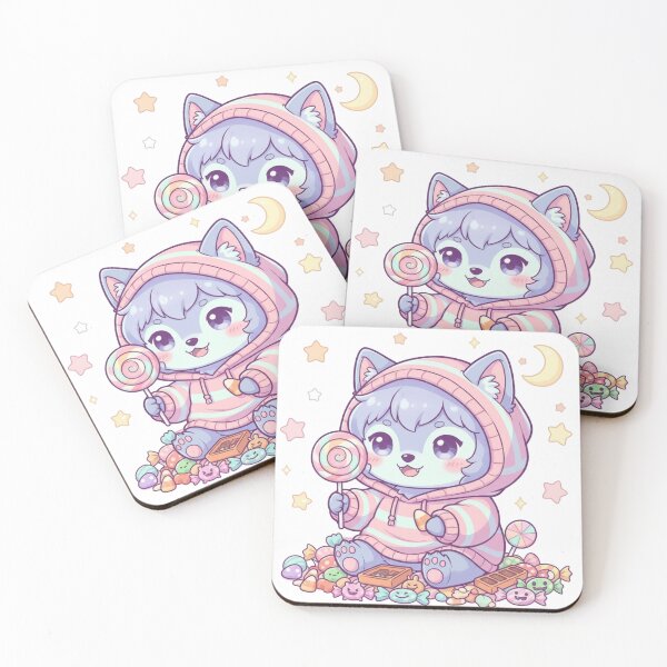 Item preview, Kawaii Werewolf with Candy Art | Pastel Goth Cute Wolf in Hoodie Design designed and sold by CopyPasteCommit.