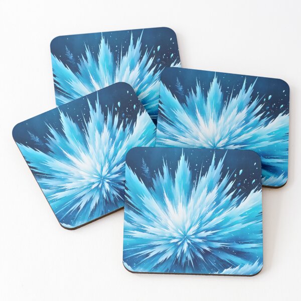 Item preview, Frozen abstract ice explosion with sharp crystal shards, radiant blue energy burst, and dramatic winter fantasy artwork designed and sold by Mimoshi ⭐⭐⭐⭐⭐.