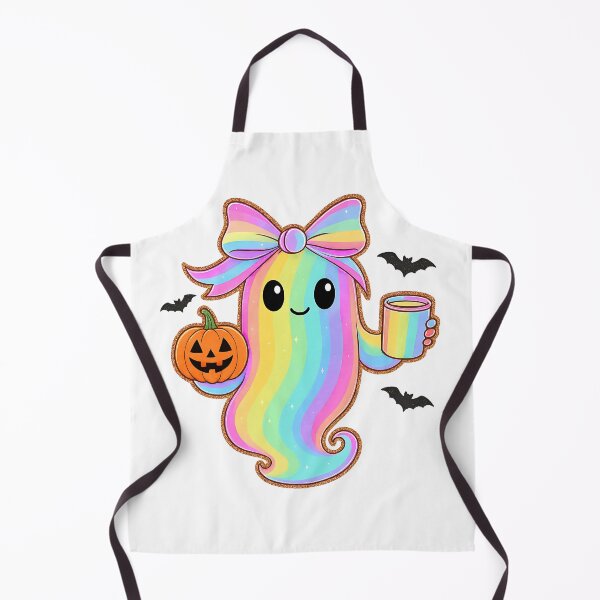 Item preview, Kawaii Iridescent Ghost with Pumpkin – Cute Rainbow Halloween Classic T-Shirt designed and sold by Shivartdesign36.