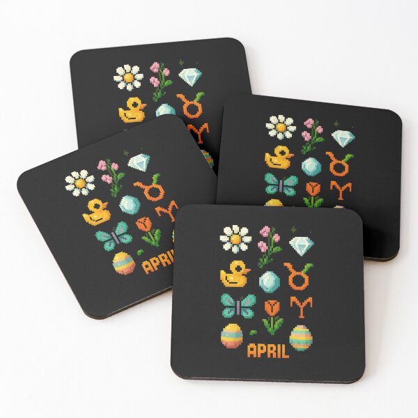 Item preview, April Retro Pixel Sticker Pack designed and sold by BrushAndBreathe.
