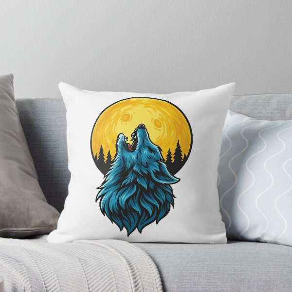 Item preview, Howling Blue Wolf Under Full Moon designed and sold by ArtfulWeave.