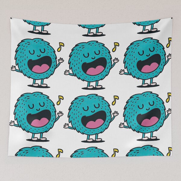 Item preview, Cute Singing Fuzzy Blue Monster Cartoon designed and sold by ArtfulWeave.