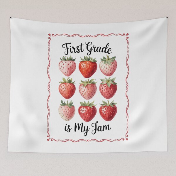 Item preview, First Grade is My Jam Strawberry First Grade Teacher designed and sold by PunkNation-Arts.