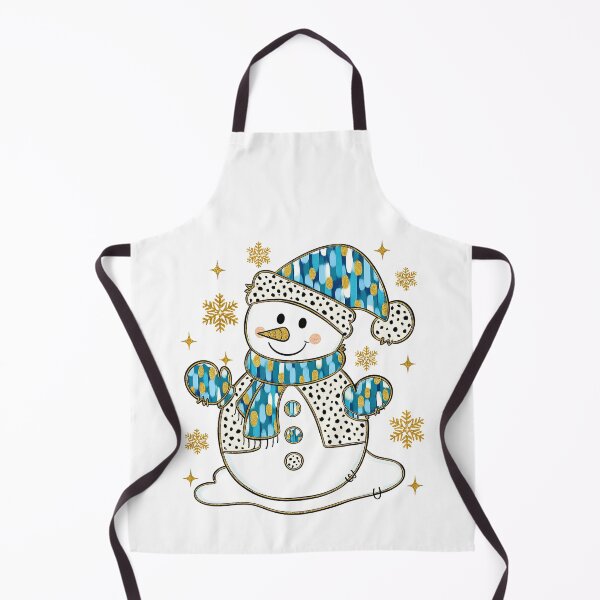Item preview, Whimsical Snowman with Blue and Gold Winter Outfit designed and sold by ArtfulWeave.