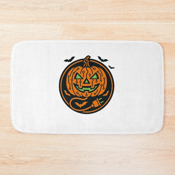 Item preview, Electrician Halloween — “Pumpkin Circuit” jack-o’-lantern in PCB lines with plug designed and sold by VibeOasis.