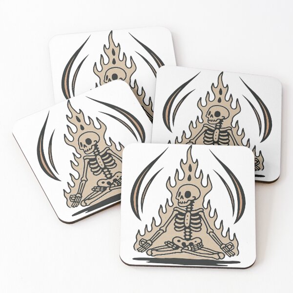 Item preview, Meditating Skeleton in Flames Illustration designed and sold by ArtfulWeave.
