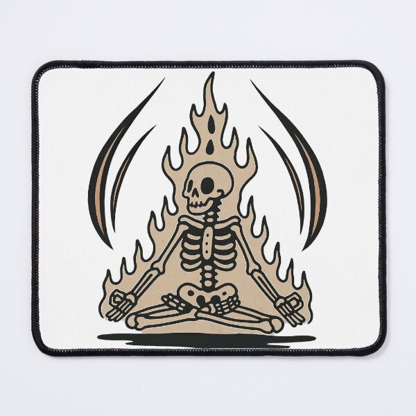 Item preview, Meditating Skeleton in Flames Illustration designed and sold by ArtfulWeave.