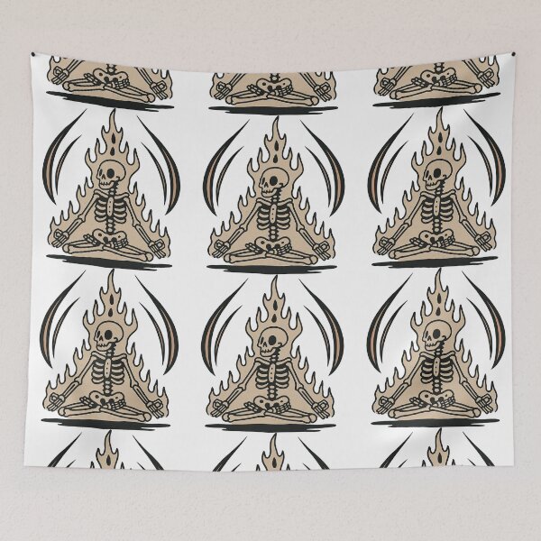 Item preview, Meditating Skeleton in Flames Illustration designed and sold by ArtfulWeave.