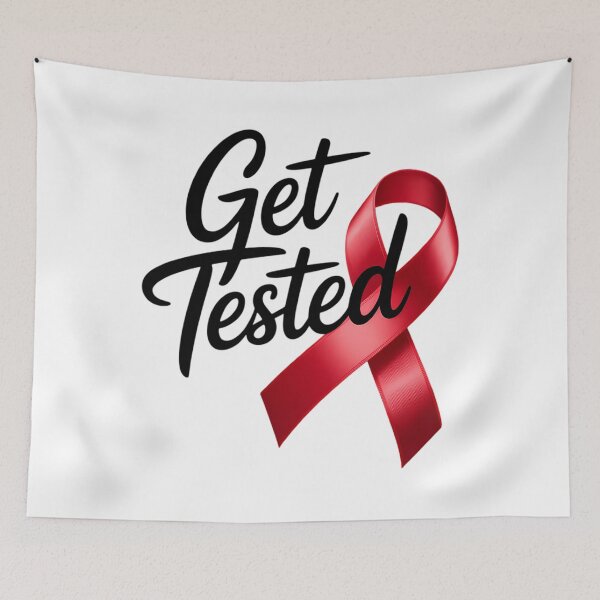 Item preview, Get Tested HIV Aids Awareness Red Ribbon World AIDS Day designed and sold by PunkNation-Arts.