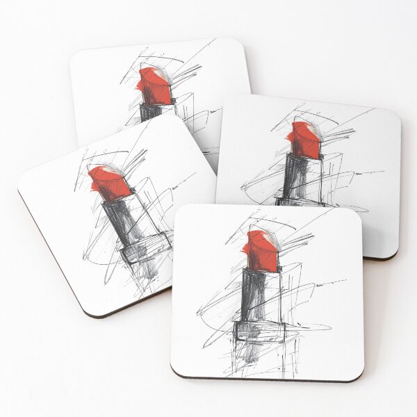 Item preview, Crimson Statement – Abstract Red Lipstick Art designed and sold by SleekLineSketches.