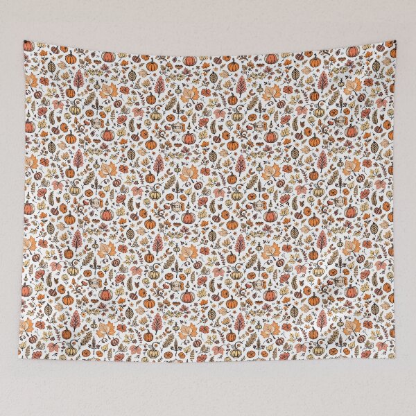 Item preview, An autumnal pattern design with pumpkins and leaves designed and sold by Merrylands Artshop.
