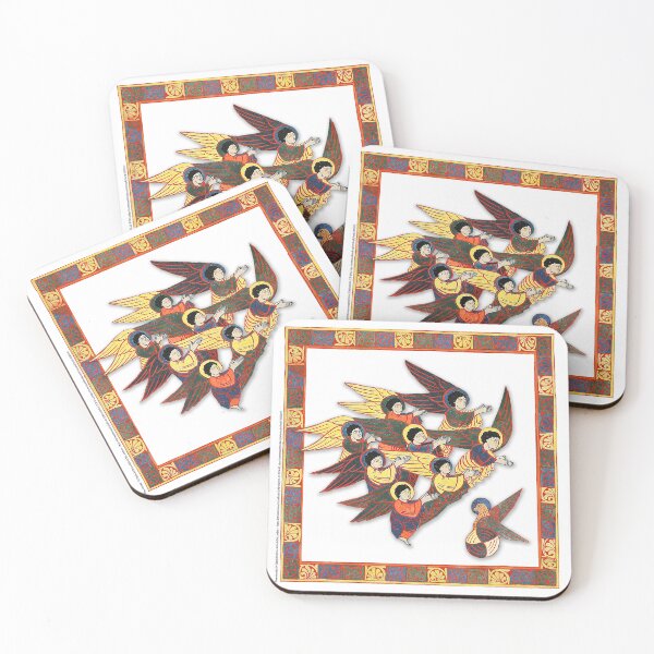 Item preview, Mozarabic Angels from the Beatus of Liébana | Vibrant Medieval Miniature designed and sold by Printspiration, Explore Unique Art & Designs.