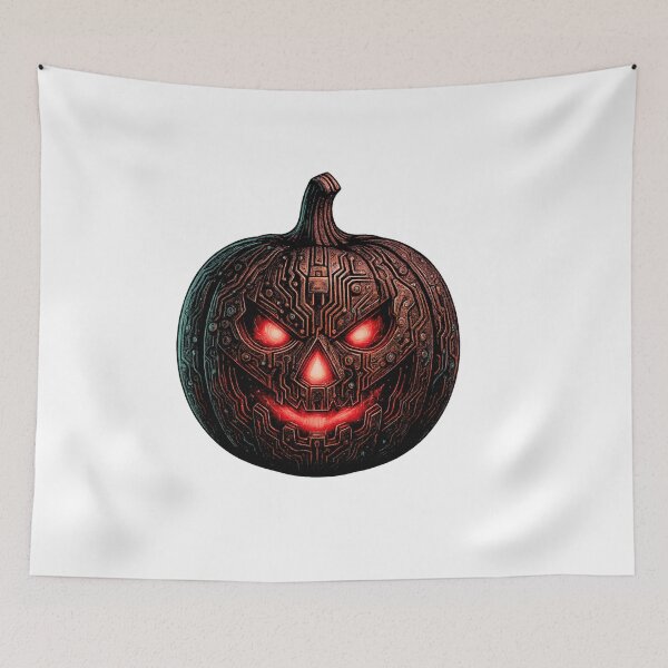 Item preview, Electrician Halloween — “Pumpkin Circuit” jack-o’-lantern in PCB lines with plug designed and sold by VibeOasis.