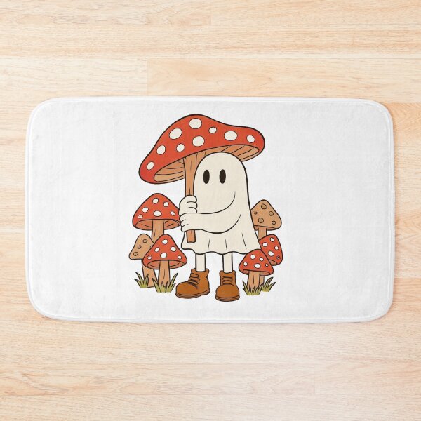 Item preview, Whimsical Ghost Embracing Red Mushroom Cartoon designed and sold by RuweisVibes.
