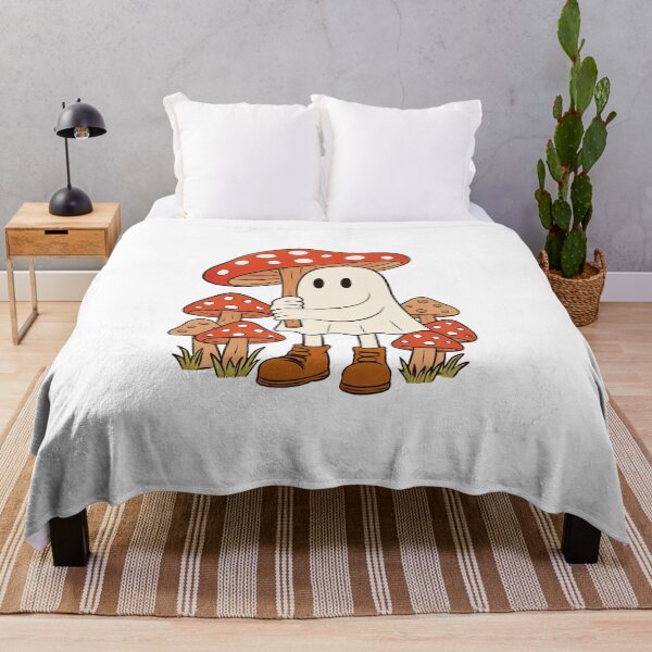 Item preview, Whimsical Ghost Embracing Red Mushroom Cartoon designed and sold by RuweisVibes.