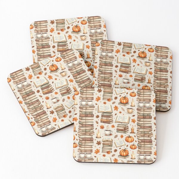Item preview, An autumnal cozy pattern design with pumpkins, leaves and books designed and sold by Merrylands Artshop.