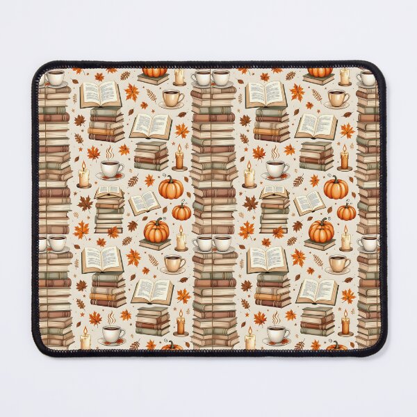 Item preview, An autumnal cozy pattern design with pumpkins, leaves and books designed and sold by Merrylands Artshop.