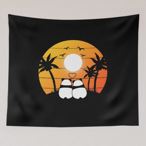 Item preview, Sweet Panda Couple Under Palm Trees  	 designed and sold by giljhtkop80.