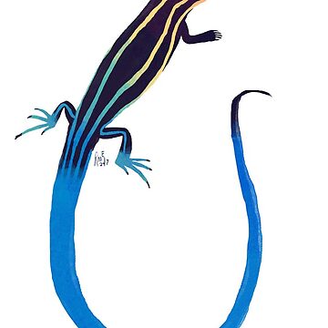 Artwork thumbnail, Blue Tailed Skink Lizard Art by ribbitdoodle