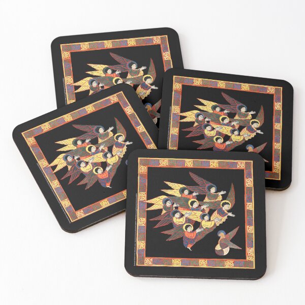 Item preview, Mozarabic Angels from the Beatus of Liébana | Vibrant Medieval Miniature designed and sold by Printspiration, Explore Unique Art & Designs.