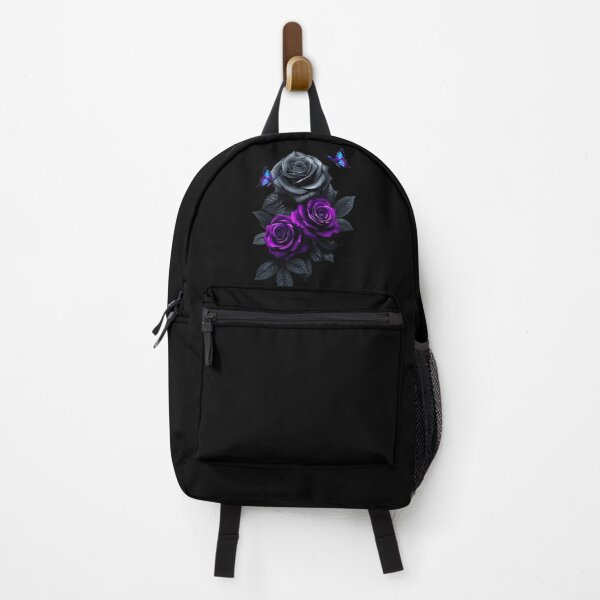 Item preview, Gothic Digital Wallpaper with Black and Purple Roses and Blue-Purple Butterflies designed and sold by PixelVibe782.