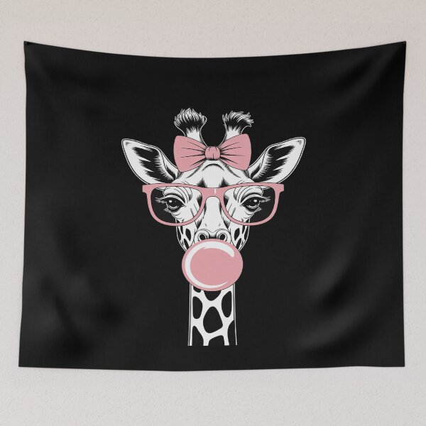Item preview, Giraffe Wearing Glasses and Blowing Pink Bubble Gum designed and sold by Idarmotar.