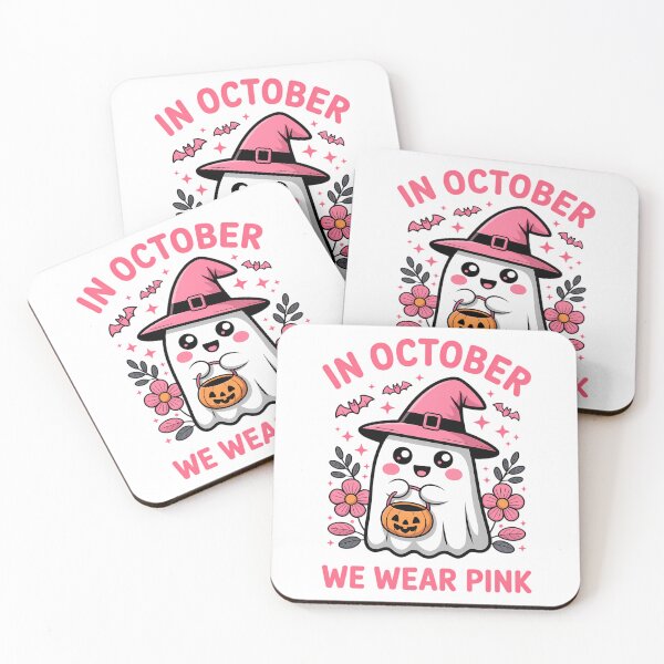 Item preview, In October We Wear Pink Breast Cancer Awareness Halloween designed and sold by HellD3vil-Art.