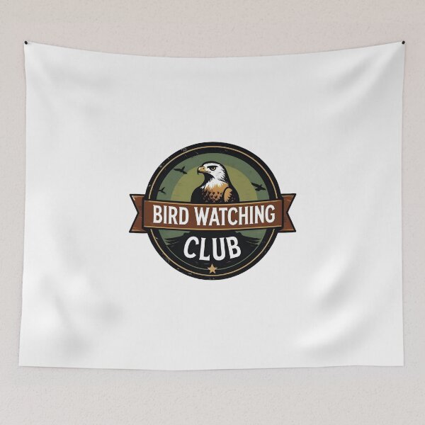 Item preview, Retro Vintage Bird Watching Club Badge – Hawk Emblem Logo Design designed and sold by NatureNookTees.