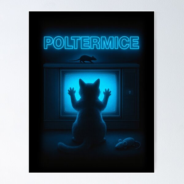 Aperçu de l'œuvre Poltermice | Film d'horreur vintage pour chats créée et vendue par Oh, the HORROR!.