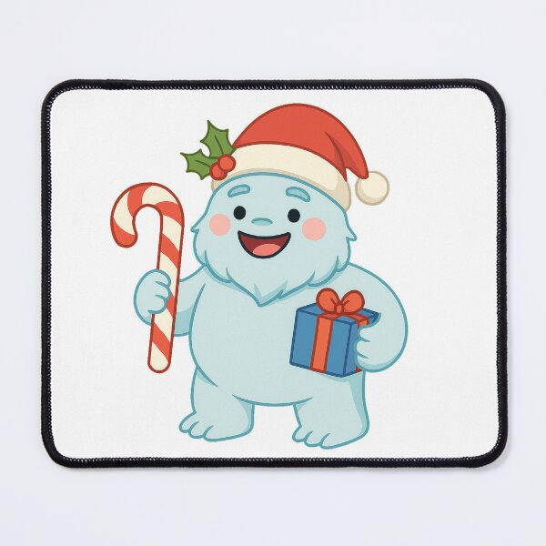 Item preview, Cute Christmas Yeti with Candy Cane and Gift – Festive Holiday Design designed and sold by Maryna_Reine.