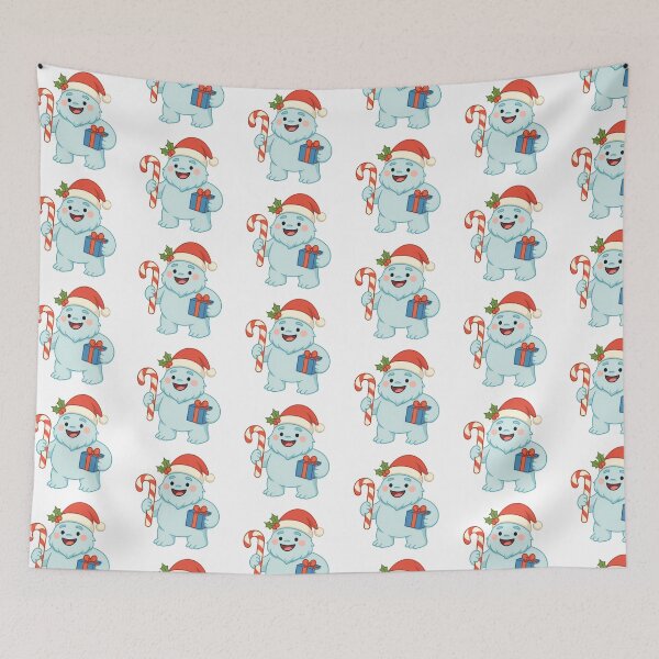 Item preview, Cute Christmas Yeti with Candy Cane and Gift – Festive Holiday Design designed and sold by Maryna_Reine.