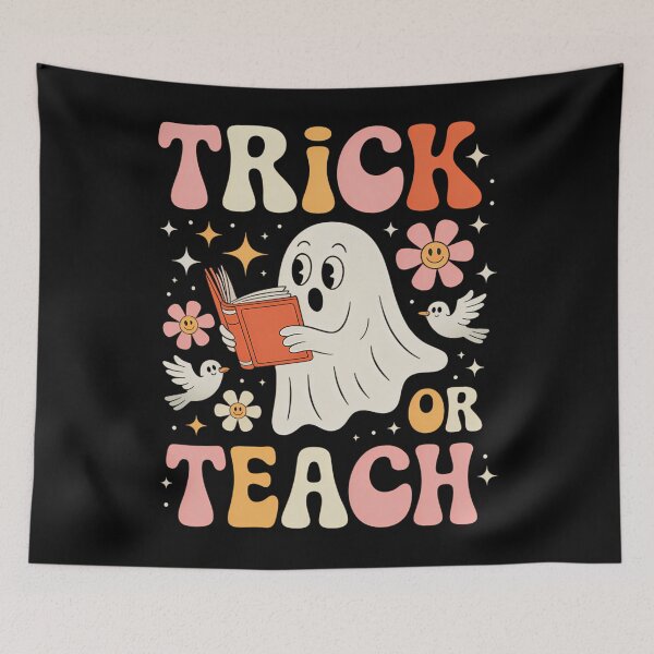 Item preview, Teacher Halloween Trick or Teach Floral Ghost designed and sold by Sunset4Bones.