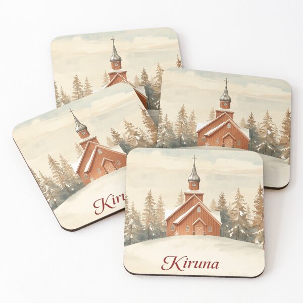 Item preview, Red church in the snowy forest of Kiruna designed and sold by StormArte.