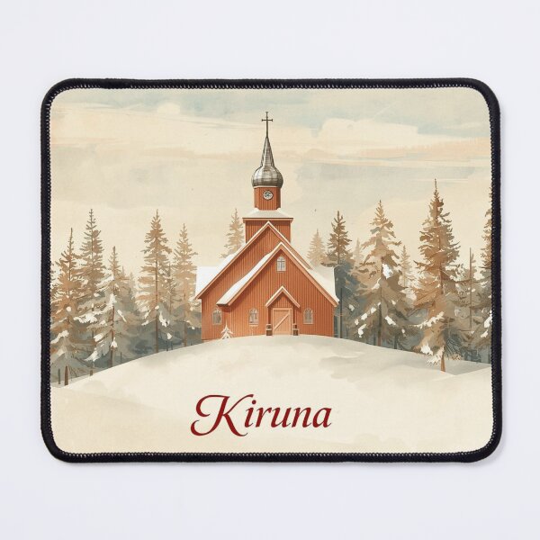 Item preview, Red church in the snowy forest of Kiruna designed and sold by StormArte.