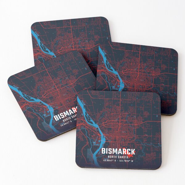 Item preview, Bismarck Red & Blue Minimalist Map designed and sold by HomeLivingCo.